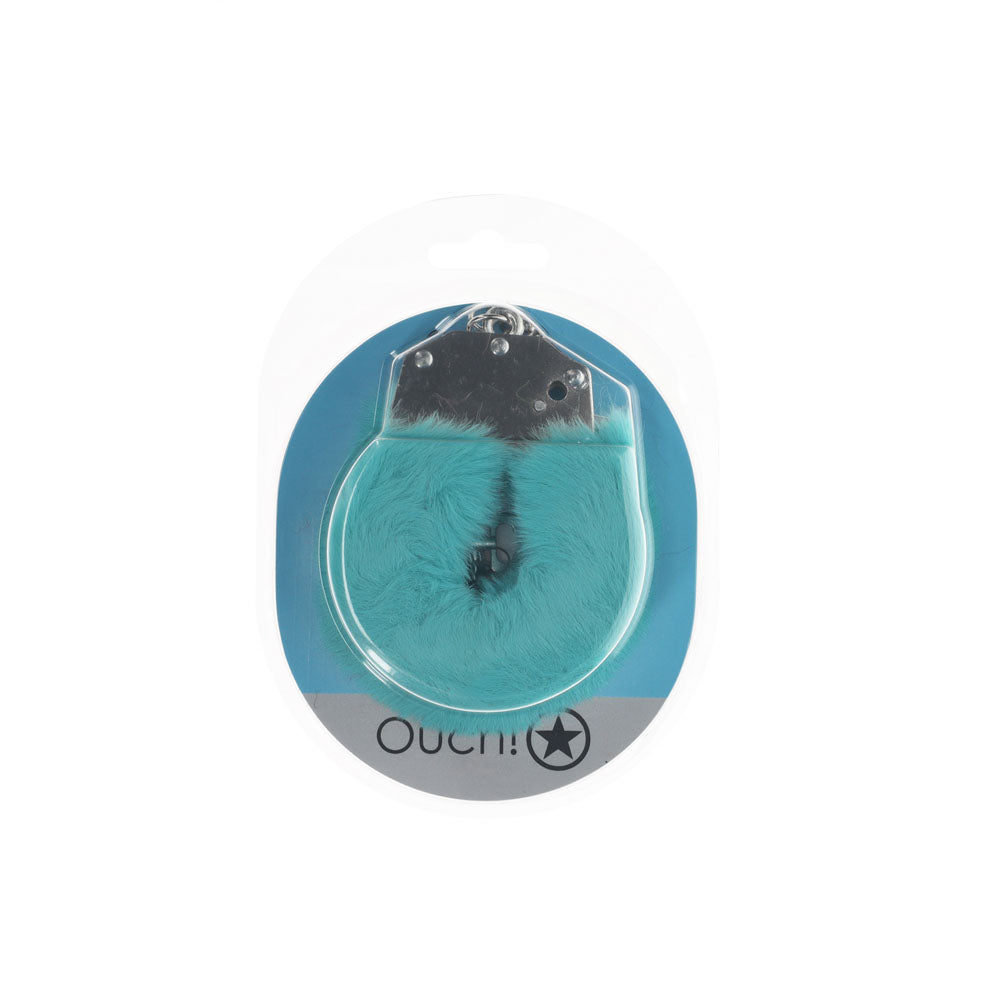 OUCH! Heavy-Duty Fluffy Cuffs Blue Fluffy Restraints